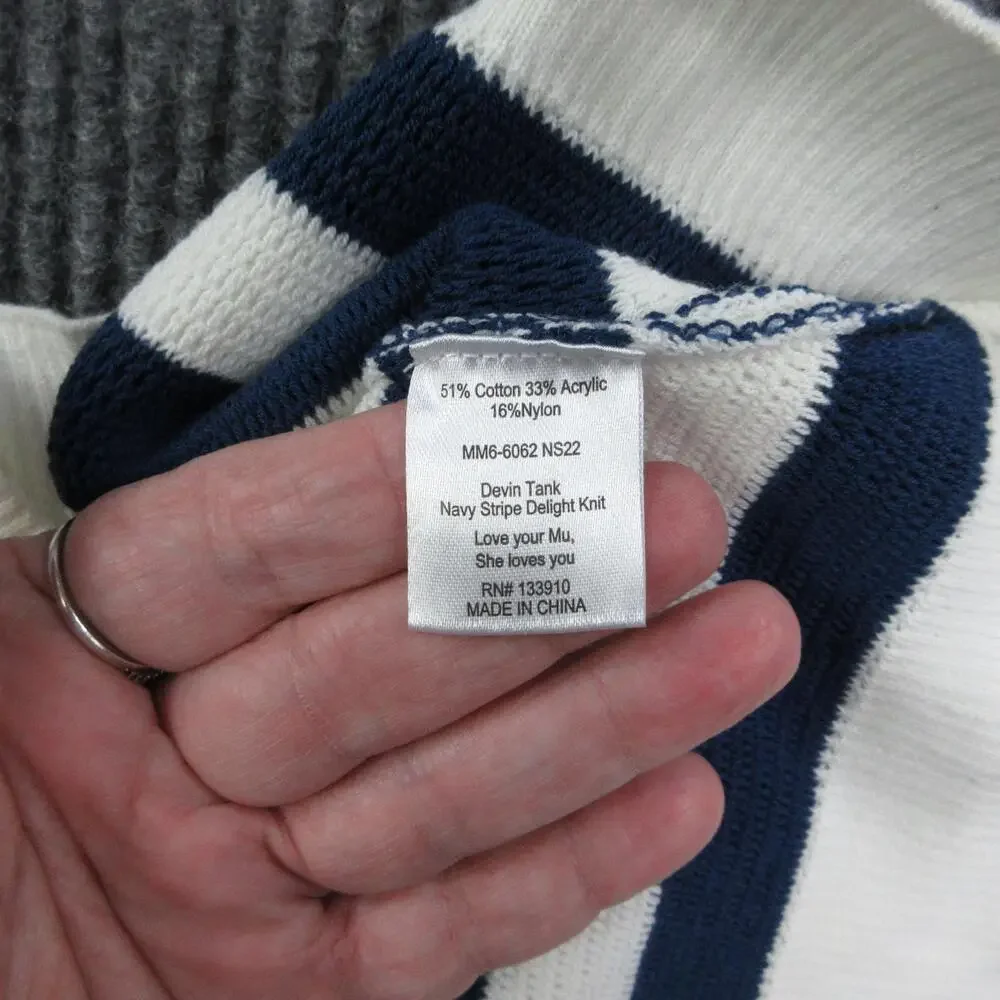 MUMU Sweater Cardigan Womens S Blue White Striped Button-Front Tight-Knit NWT